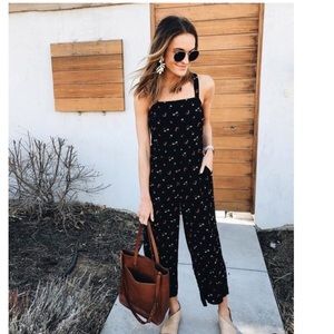 Madewell Smocked Crop Jumpsuit Floral Toss